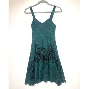 Free People Tank Strap Green Side Zip Lace Mini Dress Sz XS
